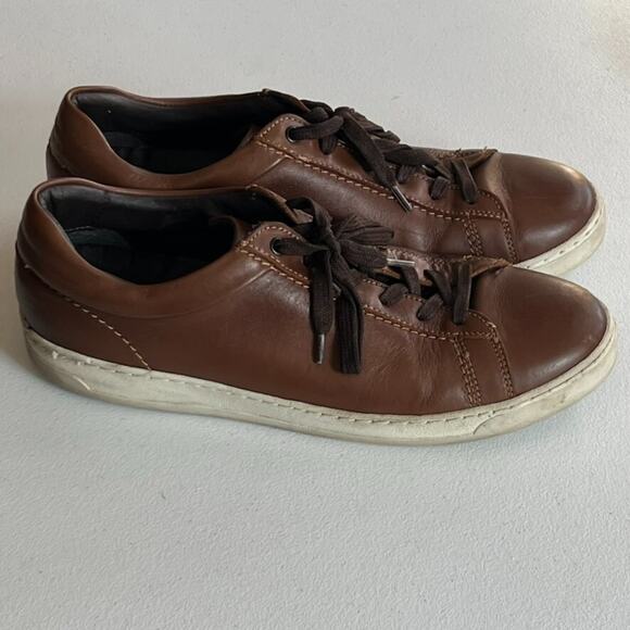 Bruno Magli Diego Sneakers Men’s 11 M EU 44 Cognac Low Top Shoes Brown Leather - Picture 2 of 12